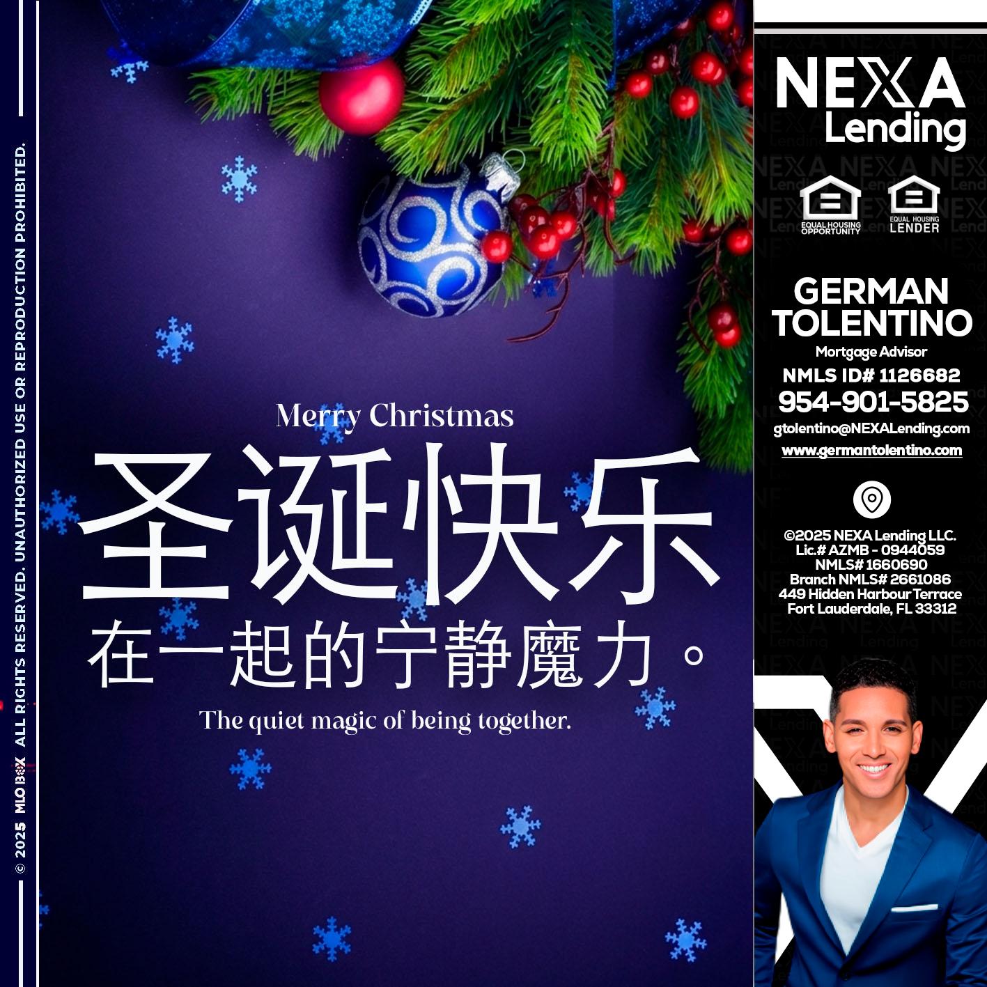 圣诞快乐 在一起的宁静魔力。 - German Tolentino -Mortgage Advisor