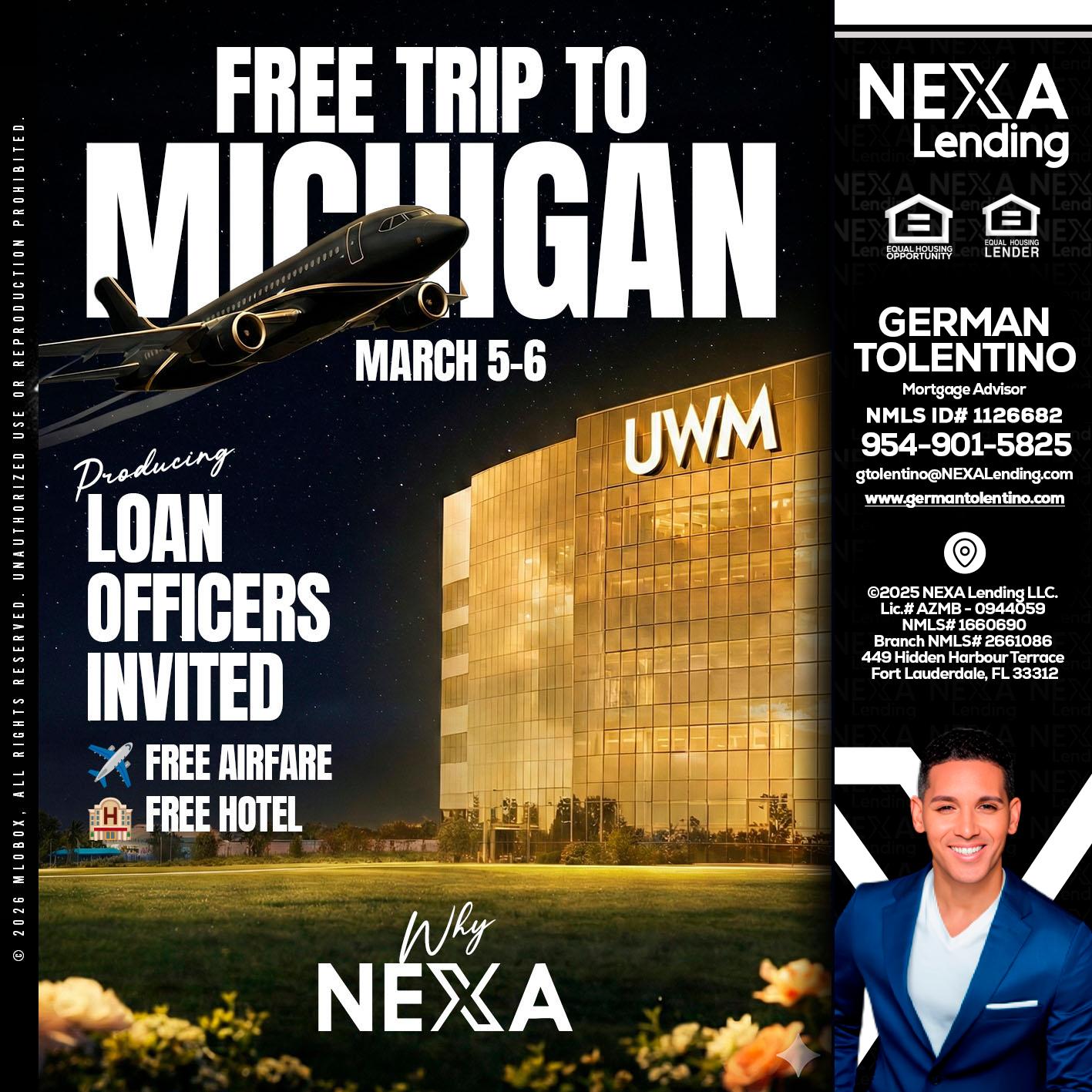 free Michigan trip - German Tolentino -Mortgage Advisor