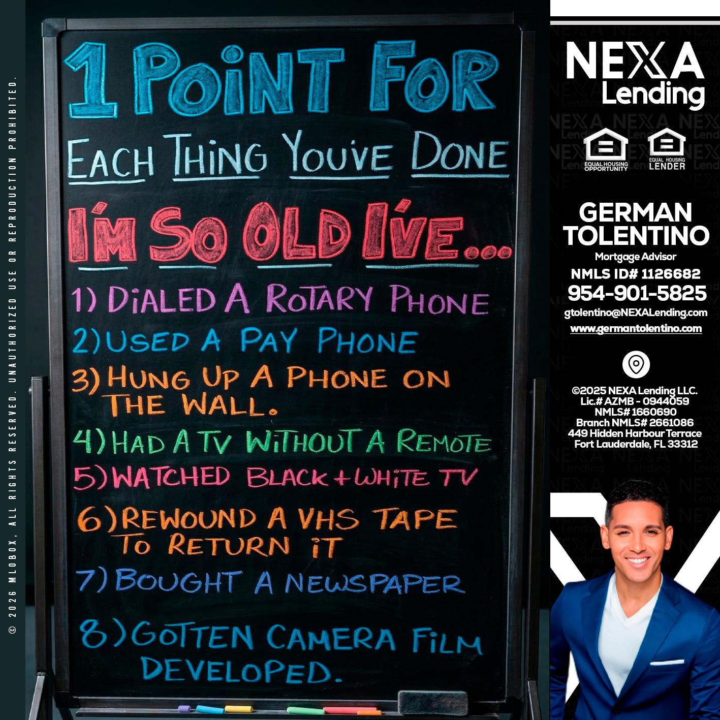1 point for - German Tolentino -Mortgage Advisor