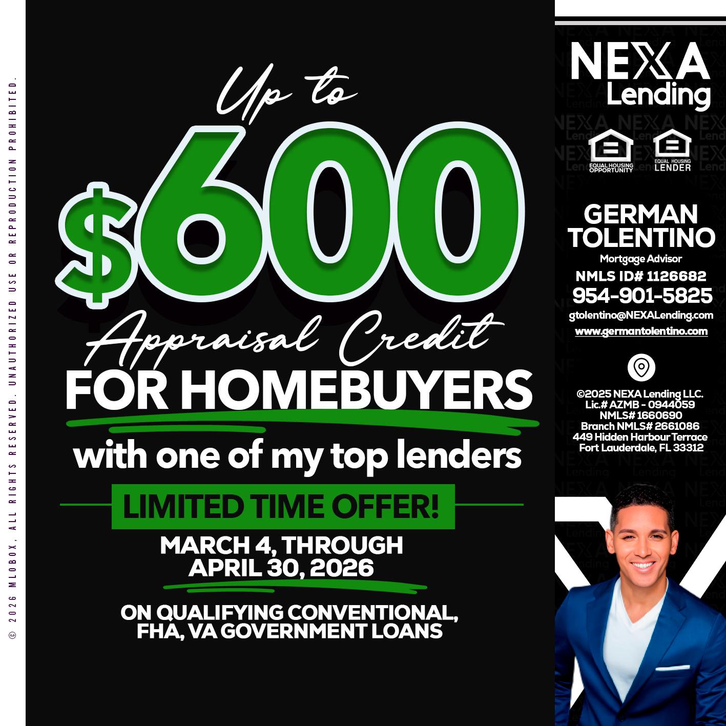 up to $600 - German Tolentino -Mortgage Advisor