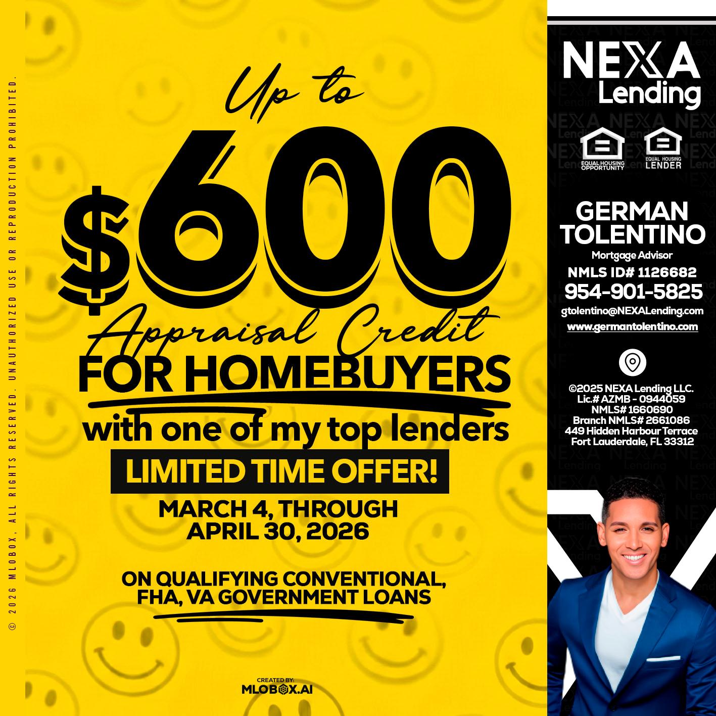 UP TO 600 - German Tolentino -Mortgage Advisor