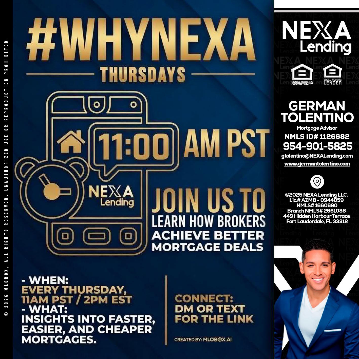 WHY NEXA THURDAYS - German Tolentino -Mortgage Advisor