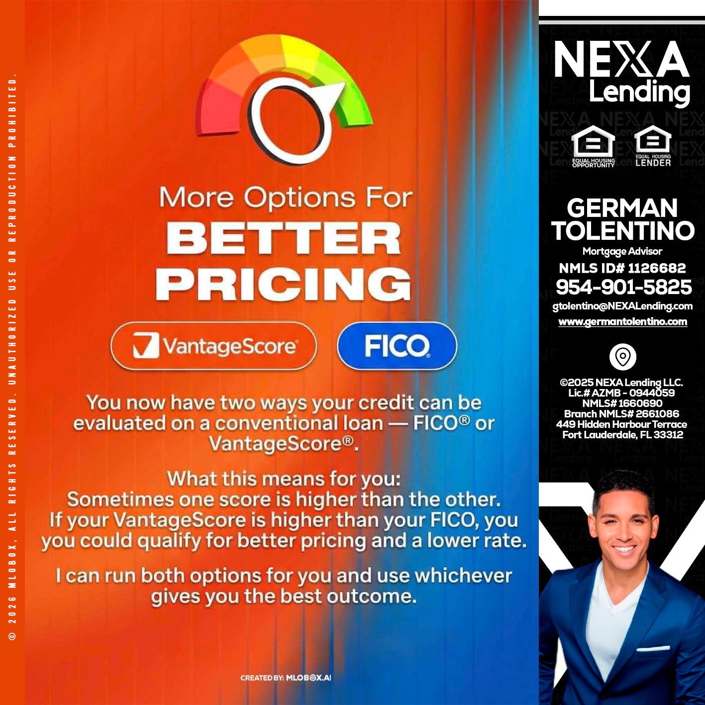 BETTER PRICING - German Tolentino -Mortgage Advisor