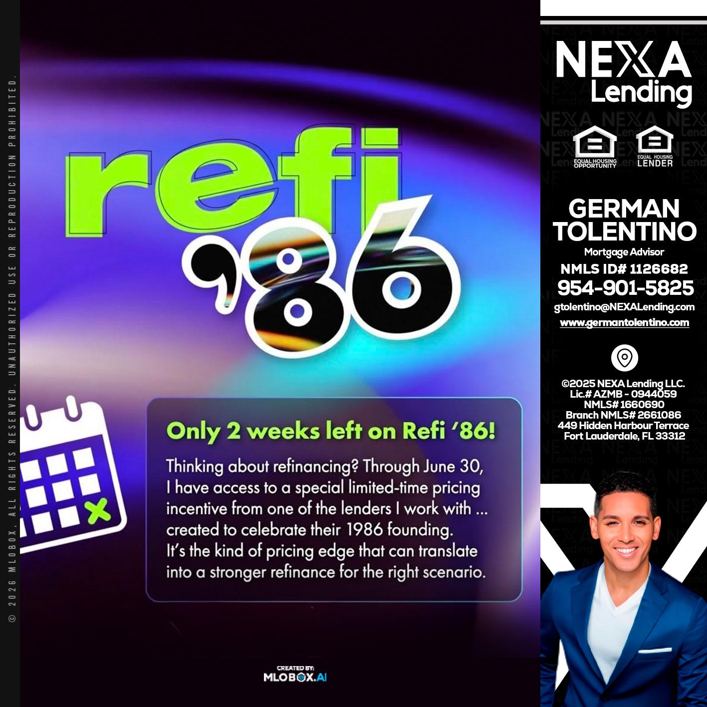 REFI 86 - German Tolentino -Mortgage Advisor