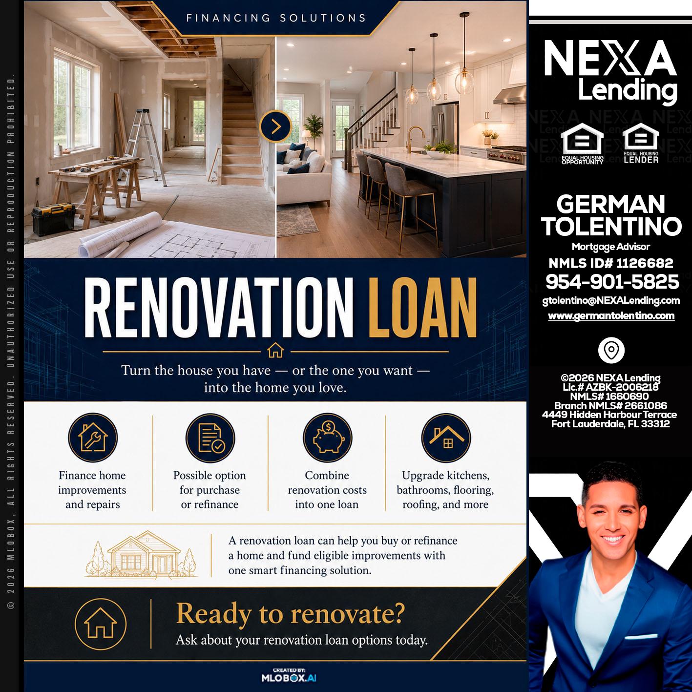 RENOVATION LOAN - German Tolentino -Mortgage Advisor