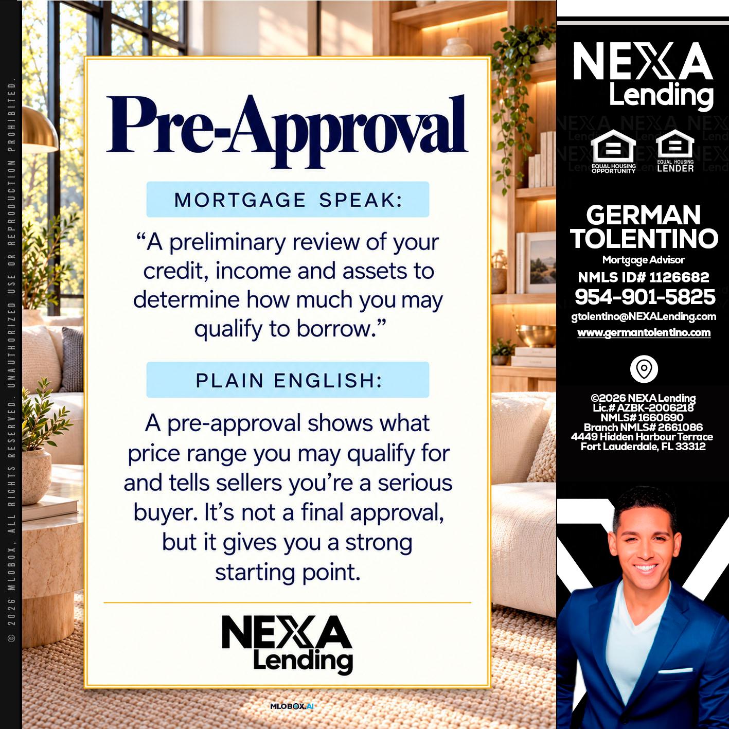 PREAPROVAL - German Tolentino -Mortgage Advisor